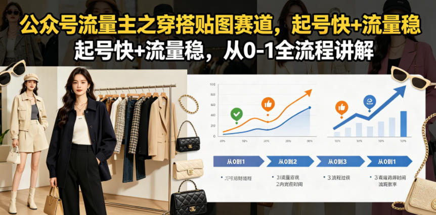 公众号流量主之穿搭贴图赛道，起号快+流量稳，从0-1全流程讲解-稀缺资源库