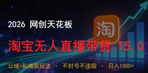 2026网创天花板,淘宝无人直播带货15.0,公域+私域双玩法,日入1k+,不违规不封号【揭秘】-稀缺资源库