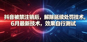 抖音被禁注销后，解除延续处罚技术，6月最新技术，效果自行测试-稀缺资源库