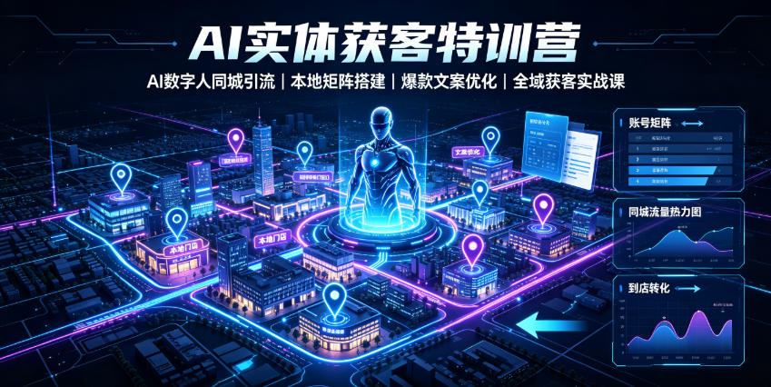 AI实体获客特训营｜AI数字人同城引流、本地矩阵搭建、爆款文案优化全域获客实战课-稀缺资源库