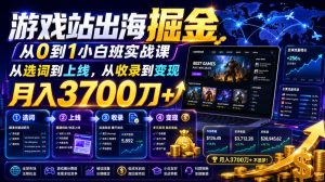 游戏站出海掘金从0到1小白实战课,从选词到上线,从收录到变现,月入3700刀+-稀缺资源库