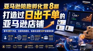 亚马逊陪跑孵化营8期,打造过日出千单的亚马逊店铺,新手0到1开店、注册风控避坑、标准化运营SOP全套落地课-稀缺资源库