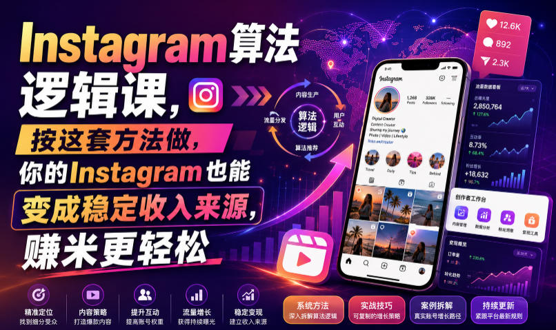 Instagram算法逻辑课，按这套方法做，你的Instagram也能变成稳定收入来源，賺米更轻松【原创双语字幕】-稀缺资源库