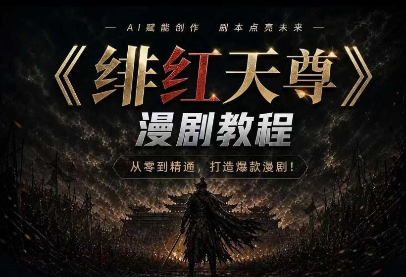 绯红天尊AI漫剧系统教程｜从零入门到精通，工具运用+剧本创作+爆款逻辑+提示词素材+镜头剪辑，全套爆款漫剧落地实战课-稀缺资源库