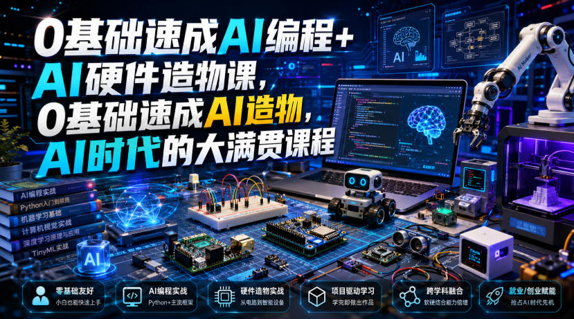 0基础速成AI编程+AI硬件造物课，0基础速成AI造物，AI时代的大满贯课程-稀缺资源库