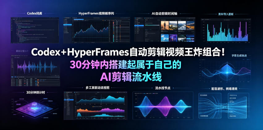 Codex＋HyperFrames自动剪辑视频王炸组合！30分钟内搭建起属于自己的AI剪辑流水线（完整版实操教程手册）-稀缺资源库