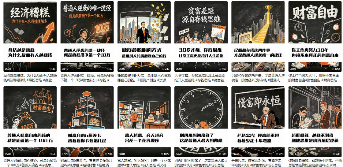 【AI书单】财富书籍图文解读玩法，一键直出，几十条视频，跑出1000单，全流程拆解，新手也可以上手-稀缺资源库