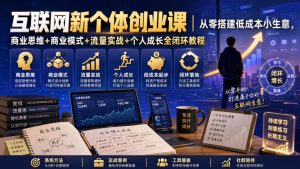 互联网新个体创业课｜从零搭建低成本小生意，商业思维+商业模式+流量实战+个人成长全闭环教程-稀缺资源库