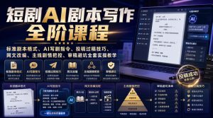 短剧AI剧本写作全阶课程｜标准剧本格式、AI写剧指令、投稿过稿技巧、网文改编、主线剧情把控、审稿避坑全套实操教学-稀缺资源库