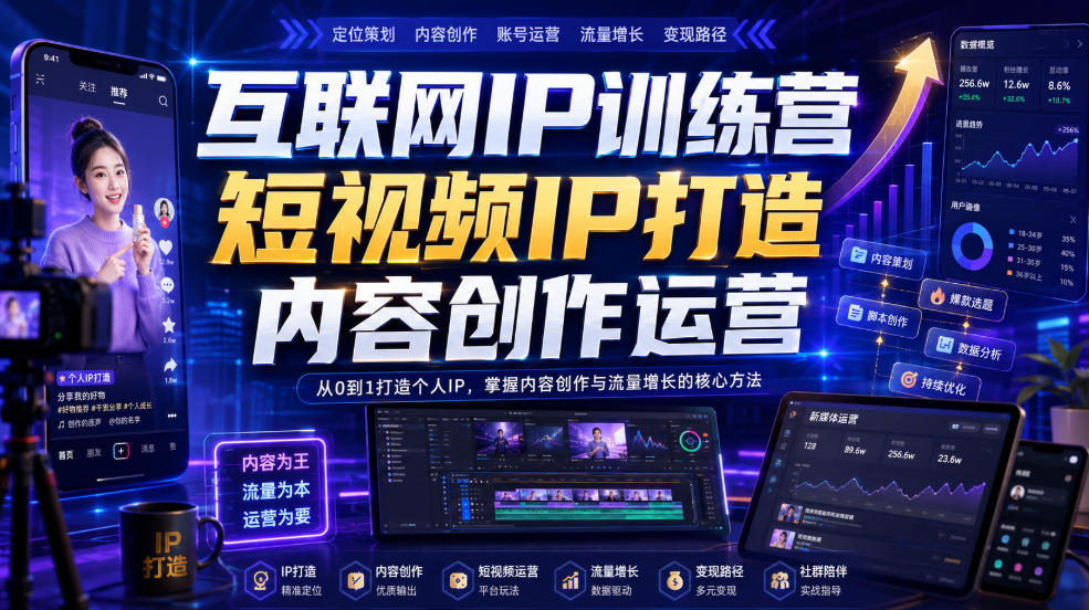 互联网IP训练营，短视频IP打造，内容创作运营-稀缺资源库