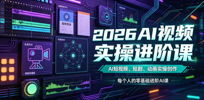 2026AI视频实操进阶课，AI短视频、短剧、动画实操创作，每个人的零基础进阶ai课（更新0825）-稀缺资源库