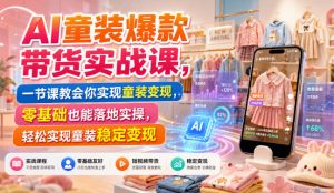 AI童装爆款带货实战课，一节课教会你实现童装变现，零基础也能落地实操-稀缺资源库
