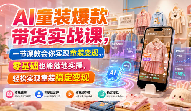 AI童装爆款带货实战课，一节课教会你实现童装变现，零基础也能落地实操-稀缺资源库