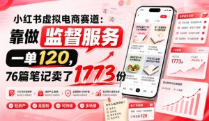 小红书虚拟电商赛道：靠做监督服务，一单120，76篇笔记卖了1773份-稀缺资源库