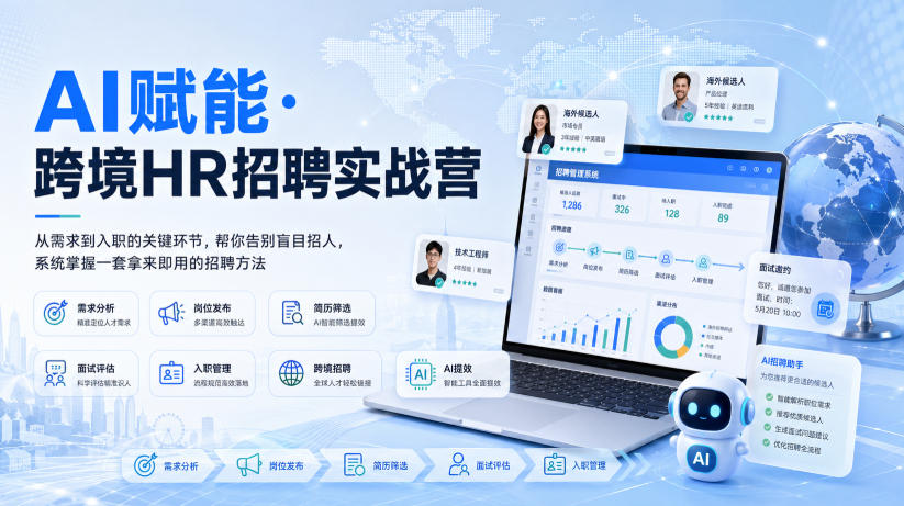 AI赋能·跨境HR招聘实战营，从需求到入职的关键环节，帮你告别盲目招人，系统掌握一套拿来即用的招聘方法-稀缺资源库