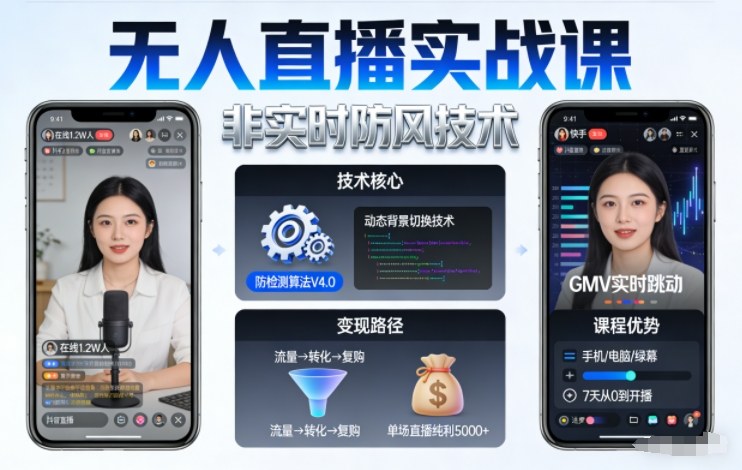 宝子哥无人直播实战课，非实时防风技术，聚焦抖音快手等平台直播带货，轻松开启直播变现之路（更新2026年08月06日）-稀缺资源库