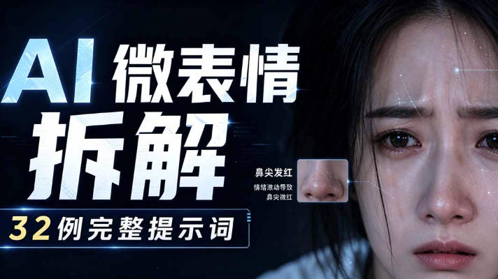 AI微表情拆解提示词合集，精准调控AI角色表情，可直接复用，0基础也能调出影视级表情变化-稀缺资源库