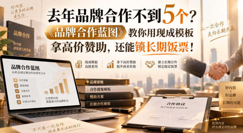 去年品牌合作不到5个？《品牌合作蓝图》教你用现成模板拿高价赞助，还能锁长期饭票！【原创双语字幕】-稀缺资源库