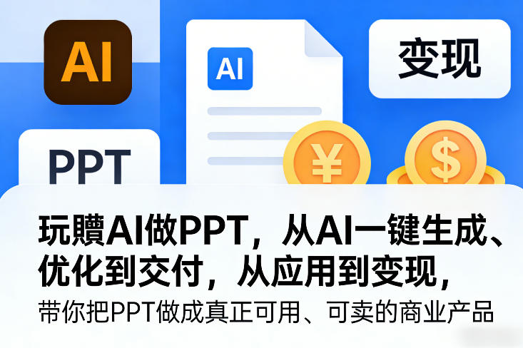 玩賺AI做PPT，从AI一键生成、优化到交付，从应用到变现，带你把PPT做成真正可用、可卖的商业产品（更新0904）-稀缺资源库