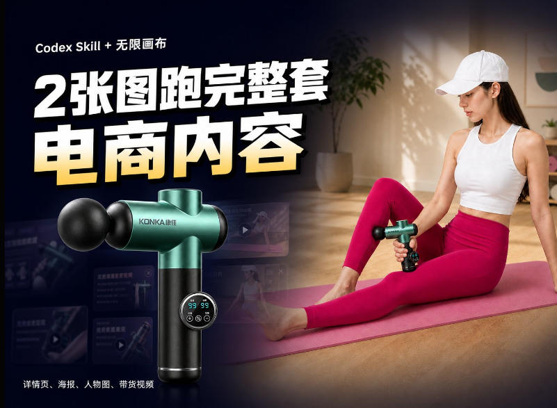 Codex+Skill+无限画布：两张图跑出一整套电商内容-稀缺资源库