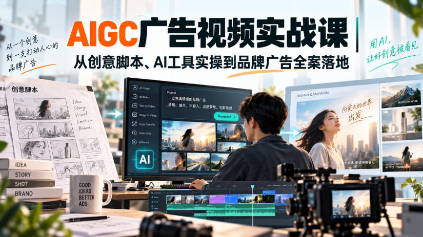 AIGC广告视频实战课｜从创意脚本、AI工具实操到品牌广告全案落地-稀缺资源库