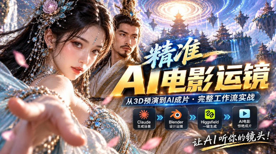 AI视频终于能精准运镜了！Claude+Blender+Higgsfield免费插件实测-稀缺资源库