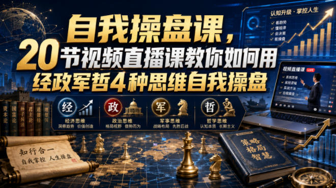 【无水印】自我操盘课，20节视频直播课教你如何用经政军哲4种思维自我操盘（更新0924）-稀缺资源库