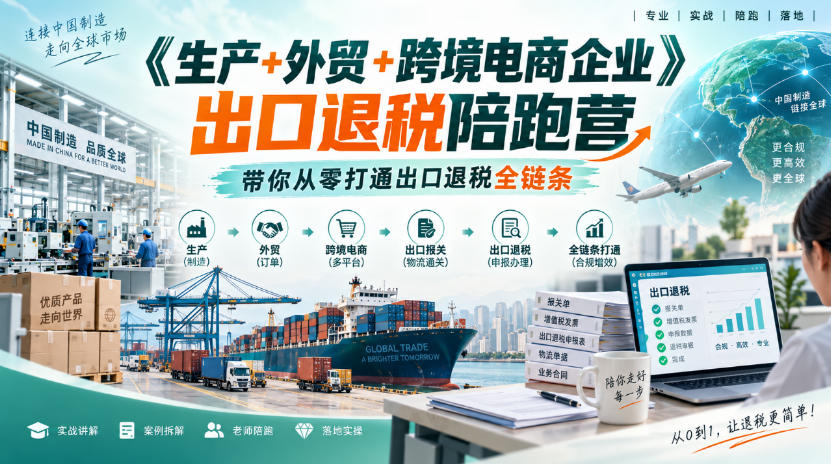 《生产+外贸+跨境电商企业》出口退税陪跑营，带你从零打通出口退税全链条-稀缺资源库
