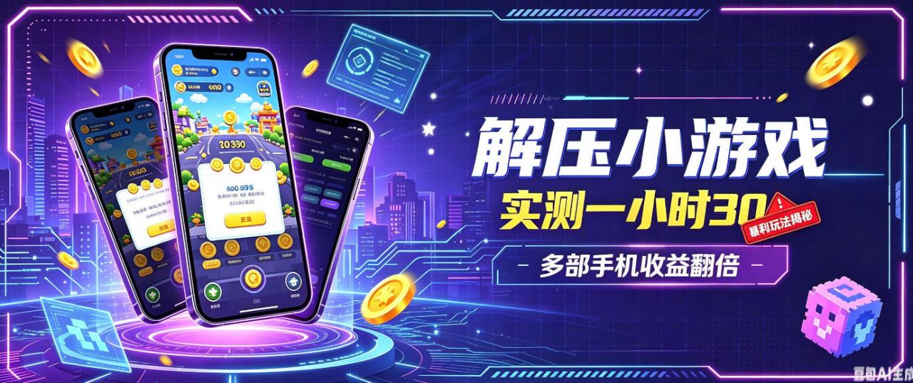 小游戏全流程玩法，实测一小时搞30，简单无脑解压，当天做当天就能看到进账，直接冲就行【揭秘】-稀缺资源库
