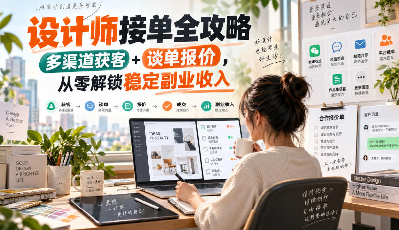 设计师接单全攻略-无水印，多渠道获客+谈单报价，从零解锁稳定副业收入-稀缺资源库