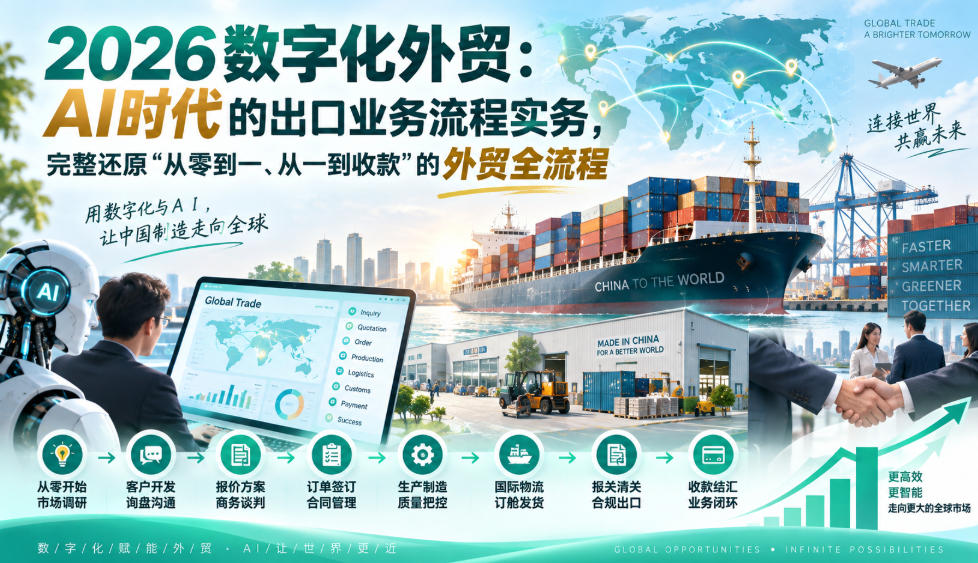 2026数字化外贸：AI时代的出口业务流程实务，完整还原”从零到一、从一到收款”的外贸全流程-稀缺资源库