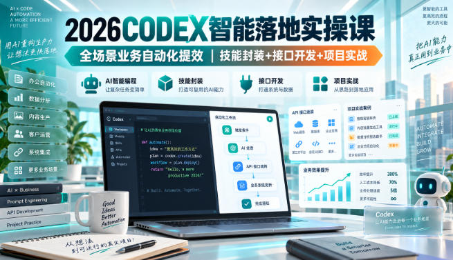 2026Codex智能落地实操课，全场景业务自动化提效，技能封装+接口开发+项目实战-稀缺资源库