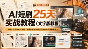 AI短剧25天实战教程（文字版教程），从脚本创作到成片变现，系统掌握AI影视内容制作与商业接单能力-稀缺资源库