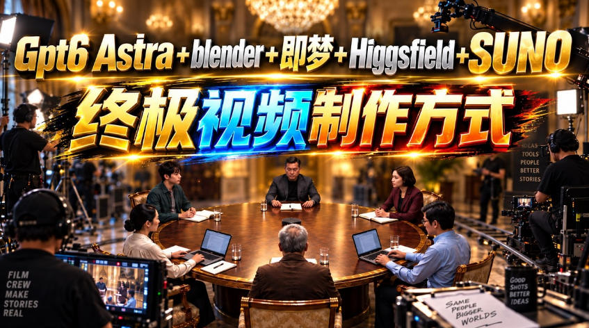 GPT-6 Astra+Blender+即梦+Higgsfield+Suno=终极视频制作方式！-稀缺资源库