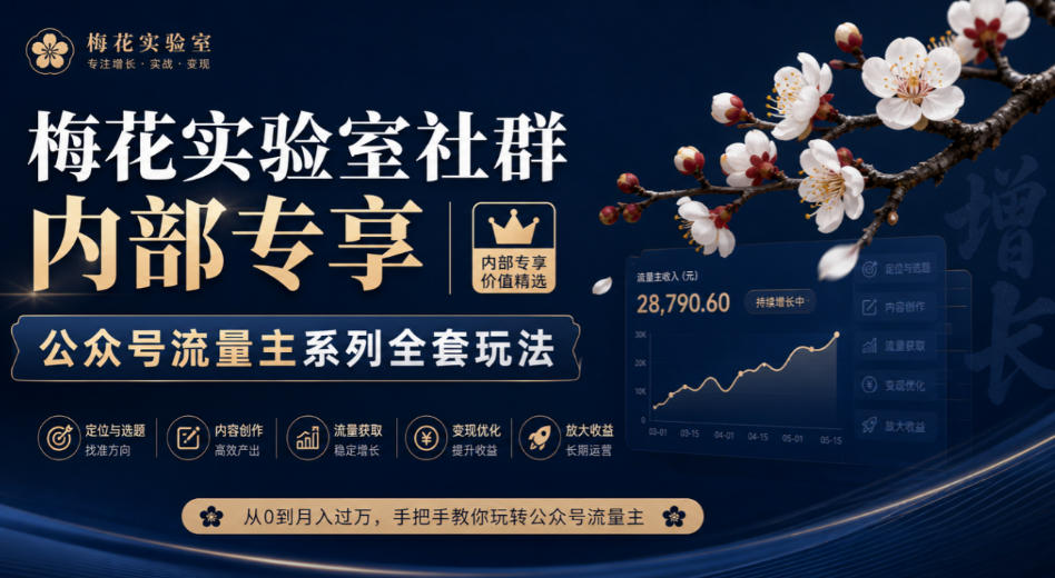 梅花实验室社群内部专享-公众号流量主系列全套玩法-稀缺资源库