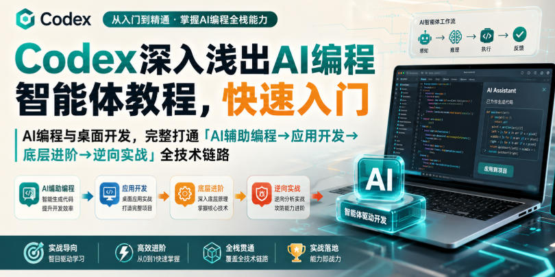 Codex深入浅出AI编程智能体教程，快速入门AI编程与桌面开发，打通「AI辅助编程→应用开发→底层进阶→逆向实战」全技术链路-稀缺资源库