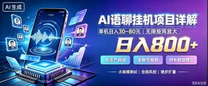 AI聊天挂G项目，日入800+，适用个人副业，支持工作室矩阵操作，放大收益【揭秘】-稀缺资源库