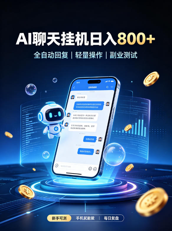 AI聊天挂G项目，日入800➕，全自动操作，适用个人副业，支持工作室矩阵操作【揭秘】-稀缺资源库