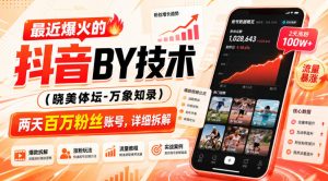 最近爆火的抖音搬运技术（晓美体坛-万象知录），两天百万粉丝账号，详细拆解-稀缺资源库