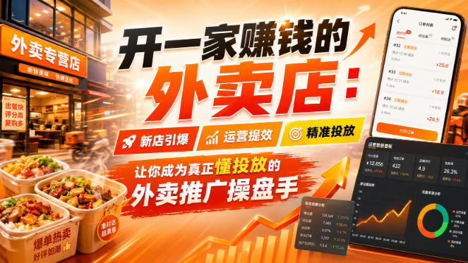 开一家賺钱的外卖店：新店引爆·运营提效·精准投放，让你成为真正懂投放的外卖推广操盘手-稀缺资源库