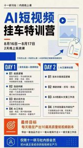 某社群8月16-17号线上课，AI短视频挂车特训营+AI文案特训，把AI真正变成你的短视频生产力-稀缺资源库