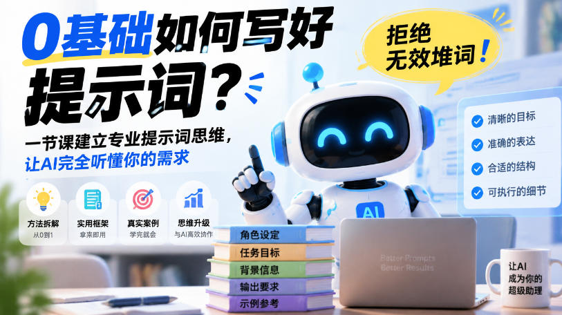 0基础如何写好提示词，拒绝无效堆词！一节课建立专业提示词思维，让AI完全听懂你的需求-稀缺资源库