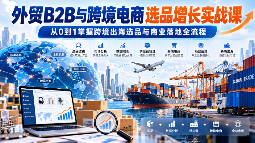 外贸B2B与跨境电商选品增长实战课，从0到1掌握跨境出海选品与商业落地全流程-稀缺资源库