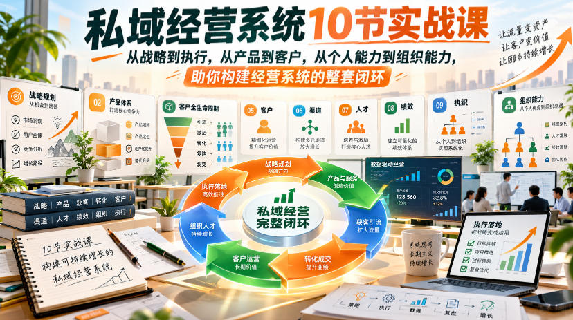 私域经营系统10节实战课，从战略到执行，从产品到客户，从个人能力到组织能力，助你构建经营系统的整套闭环-稀缺资源库
