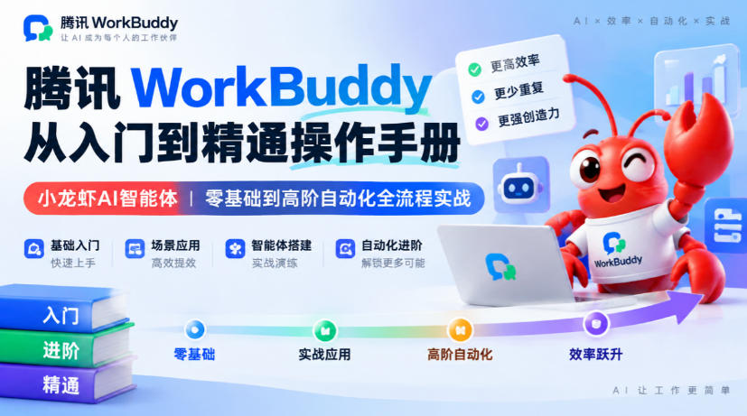 腾讯WorkBuddy从入门到精通操作手册｜小龙虾AI智能体，零基础到高阶自动化全流程实战【文档】-稀缺资源库