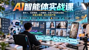 AI智能体实战课,数字人、实景爆款、二创翻拍、女装产品视频全覆盖,批量出爆款,放大内容产能-稀缺资源库
