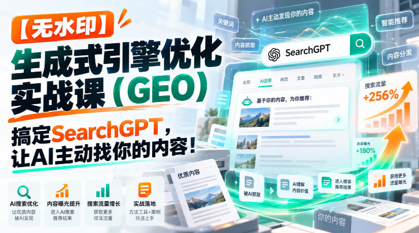 【无水印】生成式引擎优化（GEO）实战课：搞定SearchGPT，让AI主动找你的内容！【原创双语字幕】-稀缺资源库