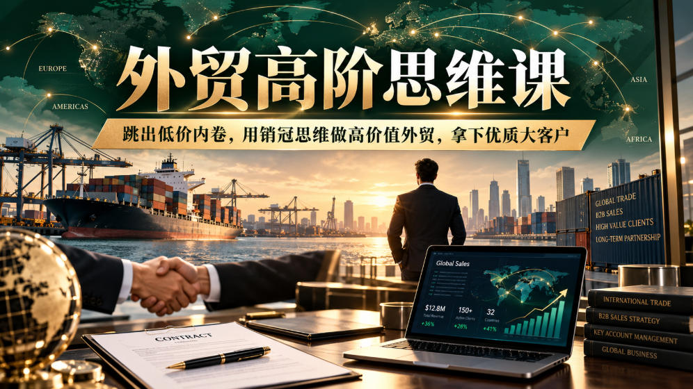 外贸高阶思维课,跳出低价内卷,用销冠思维做高价值外贸,拿下优质大客户