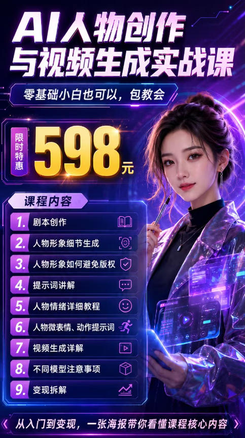 抖音5W粉丝博主的AI真人日系女孩制作教学，AI人物创作与视频生成实战课，新手也能快速起号涨粉变现（更新1002）-稀缺资源库