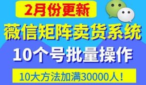 微信矩阵卖货系统,多线程批量养10个微信号,10种加粉落地方法,快速加满3W人卖货!-稀缺资源库